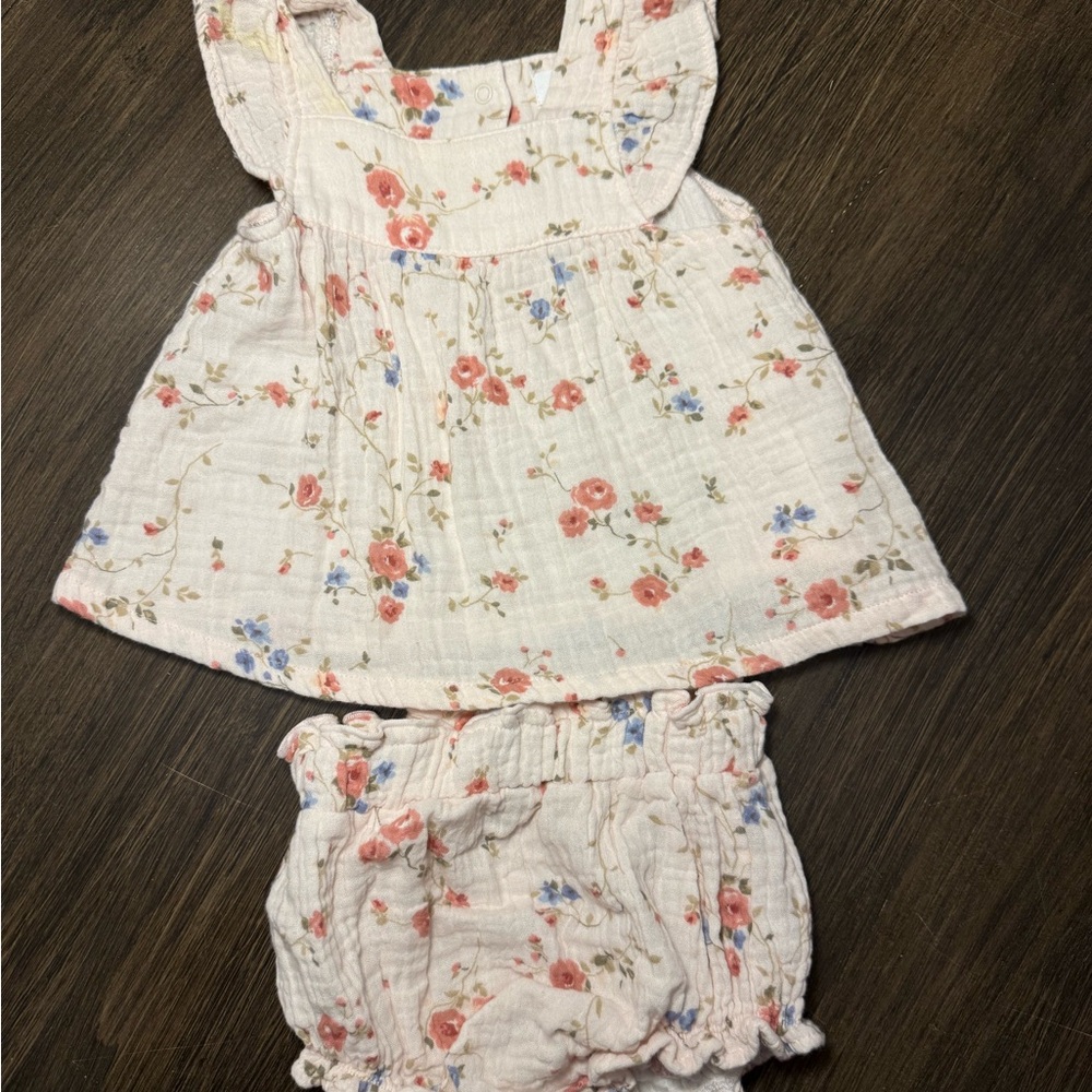Angel Dear Floral Print Kids Dress and Bloomers Set